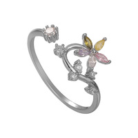 Anillo Abierto de Estilo Europeo Americano con Microincrustaciones de Circonita, Diseño Geométrico, Ajustable, Joyería de Mano, Material de Cobre, Compromiso