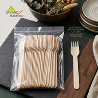 Ensemble de couverts en bois biodégradable de qualité supérieure, cuillère, fourchette, couteau en bois de bouleau, jetables, durables, ensemble de couverts en argent