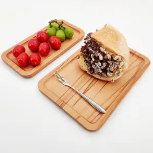 YCZM山毛榉木制餐盘方形木质上菜托盘木制三明治水果拼盘食品蔬菜沙拉盘