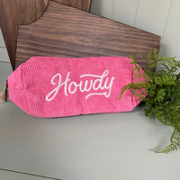 Pochette de maquillage entièrement doublée, portable, durable, en velours côtelé brodé