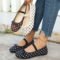 Escarpins plats à bout rond et pois pour femmes grandes tailles ; Nouvelles chaussures habillées légères Mary Jane tendance en gros