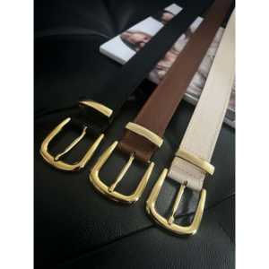 Ceinture à boucle dorée avec boucle en alliage, ceinture en tissu décontractée pour femmes et hommes - Product Image 3