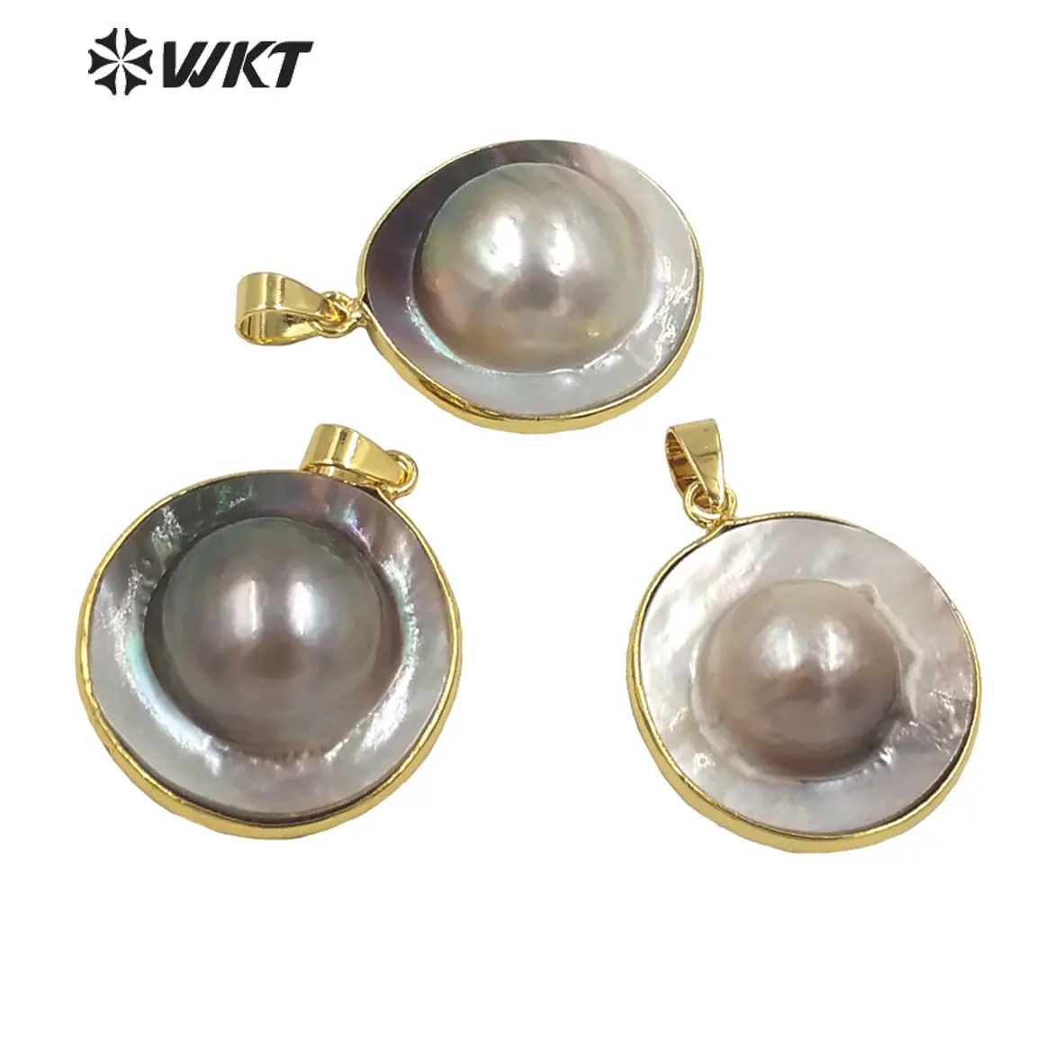 WT-JP290 Best Selling Round Mabe pendant Exquisite Cute Unique Petiteclassic Earrings Ladies Jewelry Gift Shell Earrings
