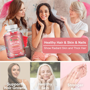 Fábrica OEM Etiqueta privada Biotin Gummy Multi Vitamins a B C D E softcandy colágeno queratina vitamina C para el cabello piel uñas gomitas - Product Image 3