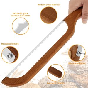Cortador de pan de madera para uso transfronterizo, cuchillo de pan serrado, cortador de pan de madera maciza sencillo para repostería, utensilio de cocina - Product Image 2