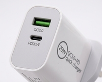 Chargeur mural rapide 20W double port PD QC 3.0, chargeur USB-C USB-A, multi-prises UK EU US AU, chargeurs USB C pour téléphone