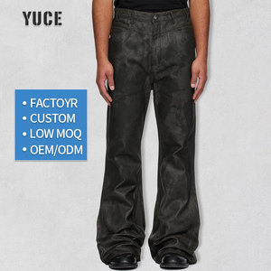 Black Waxed Wide Leg Y2k Baggy <strong>Jeans</strong> <strong>Men</strong> Stacked Denim Pants <strong>High</strong> Quality Fashion <strong>Jeans</strong> <strong>Men</strong> Wholesale Bulk <strong>Jeans</strong> Manufacturer - Product Image 4