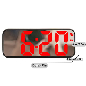 Nouvelle Horloge de Table Numérique Électronique Simple à LED avec Miroir, Réveil, Fonction Snooze, Réglage de la Luminosité, Affichage de la Température, Décoration Maison Chambre - Product Image 3