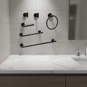 Ensemble de porte-serviettes de salle de bain DB Modern en acier inoxydable, 6 pièces, montage mural, finition noir mat, pour la maison, l'hôtel, l'appartement - Product Image 2