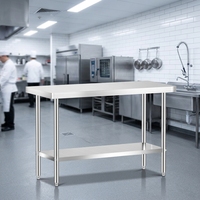 Plan de travail en acier inoxydable robuste à 2 niveaux, table utilitaire de cuisine de qualité commerciale