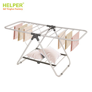 Floor Standing Clothes <b>Drying</b> <b>Rack</b> Gullwing Shape 16 Tube Gray Mobile Design For Balcony Windowsill Indoor Use - Product Image 3