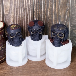 Moule à bougie en silicone Crâne Mécanique, Moule à savon en résine Crâne avec Casque Étoile à Cinq Branches pour la Fabrication de Bougies, Halloween et la Décoration Artistique - Product Image 4