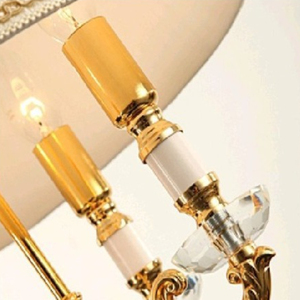 Lampe de Table avec pilier en cuivre et soie, sans fil, perles de cristal, éclairage de chevet, luminaire décoratif d'intérieur, idéal pour un bureau - Product Image 3