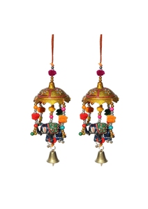 Traditional Metal <b>Elephant</b> Wind Chimes with Colorful Tassels and Bells Hanging <b>Decor</b> for Indoor Living Room - Product Image 5