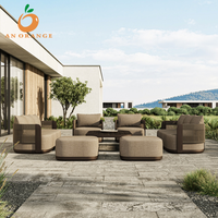 Canapé 3 places moderne avec ottoman en aluminium, ensemble de meubles d'extérieur pour jardin, patio, cour, hôtel, villa
