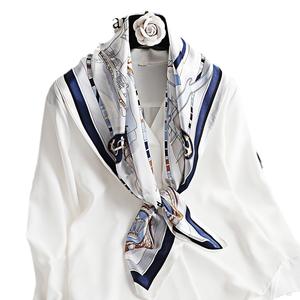 Écharpe carrée en soie véritable pour femme, 90 cm, automne-hiver, foulard en satin pour cheveux, châ<span class=keywords><strong>le</strong></span> de cou tendance - Product Image 6