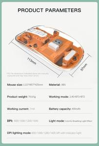 In Stock Fast Delivery Slim Souris Tri-Mode Rechargeable Transparent Silent Cordless Computer bluetooth Wireless <b>Mouse</b> - Product Image 5