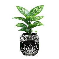 Pot Bunga Dekoratif Meja Kantor, Pot Tanaman Indoor, Dekorasi Rumah, Hiasan Meja Ruang Tamu, Tempat Tanaman Hijau, Aksen Hitam Putih Bergaya