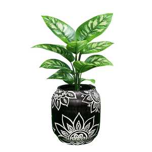 Office Desk Decorative Planter Indoor Flower <b>Pot</b> Home Decor Living Room Tabletop Greenery Holder Stylish Black <b>White</b> Accent - Product Image 3
