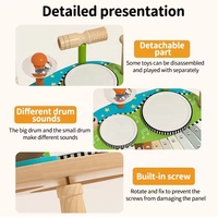 6 in 1 Montessori Wooden Musical Instruments Drum Play Kit Multi-function Wood Percussion Instruments Music Table Musical Toy