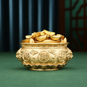 Copper Treasure Basin Ornament Round Blue <b>Desk</b> Decor For Home Office Gifts - Product Image 3