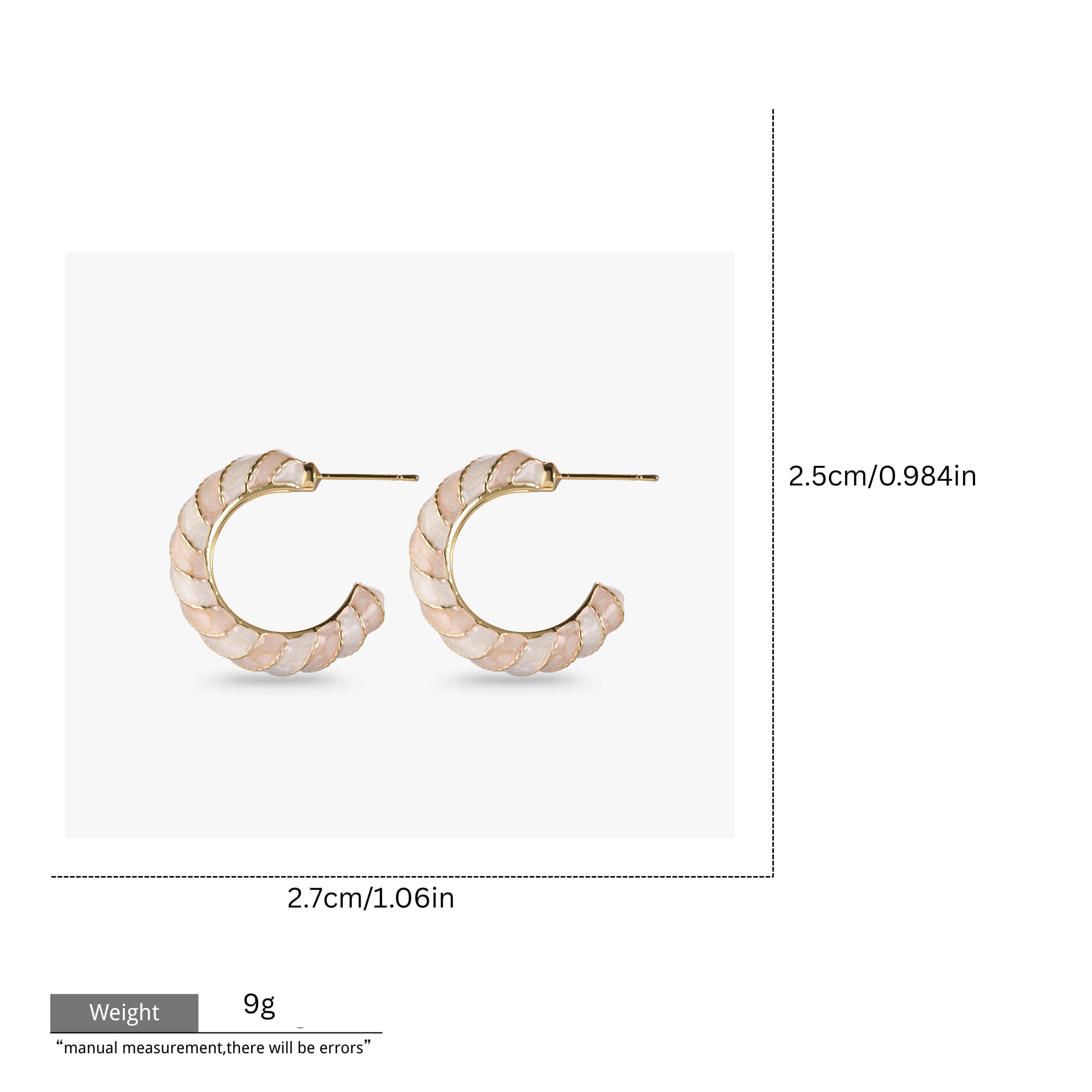 Pink White Enamel Small Hoop Earrings GRJ3469E