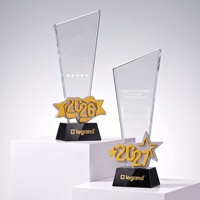 Trophée personnalisé en cristal coloré avec figurine animale en métal, trophée en cristal K9 pour réunion annuelle d'entreprise, prix de championnat, souvenir
