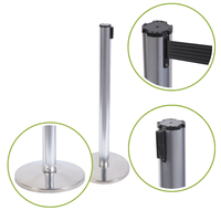Poteau de file d'attente réutilisable en alliage d'aluminium de 2 m avec sangle rétractable de 360 mm et base anti-basculement pour salons professionnels et lancement de produits
