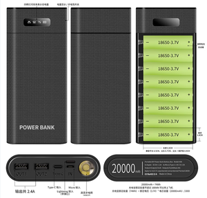 Ngân hàng điện trường hợp 8x18650 pin 5V 2A 10W Đen H08 Chất lượng cao màu đen - Product Image 6