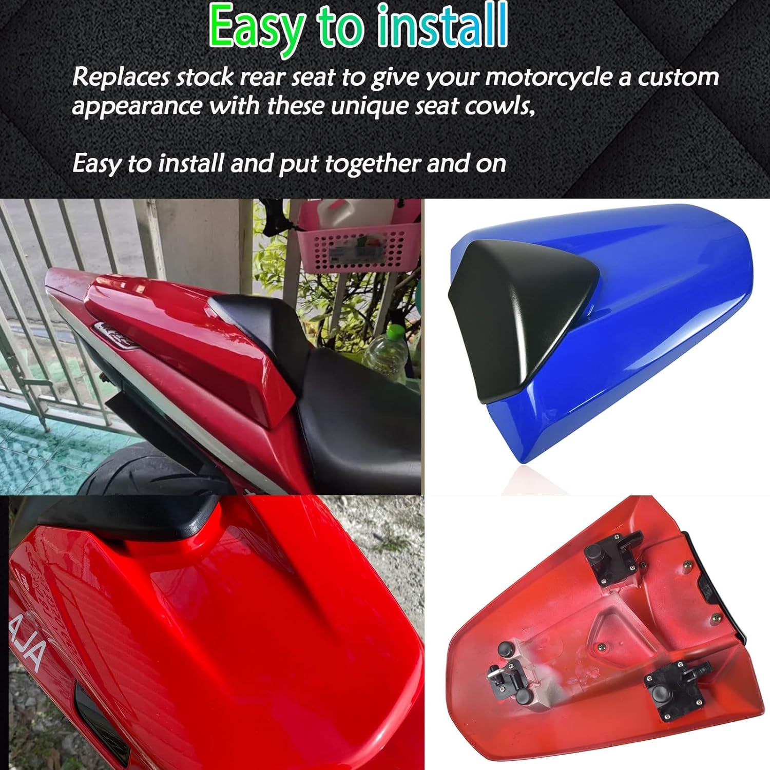 Honda CB500F/CBR500R Rear Seat Cowl Cover - Red ABS Plastic Fairing