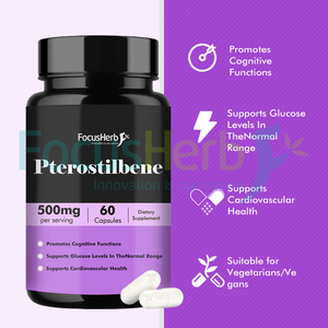 FocusHerb OEM CAS 537-42-8 Pterostilbene Extracto en polvo 500mg Pterostilbene Cápsulas - Product Image 3