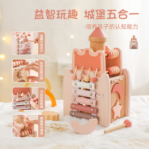 Château en bois multifonctionnel pour l'éducation précoce des enfants, jouet éducatif avec <span class=keywords><strong>piano</strong></span> et puzzle d'association - Product Image 2