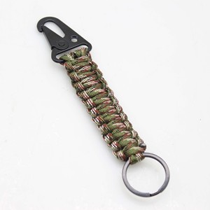 1 pz Portachiavi da Esterno con Moschettone per Campeggio, Corda da Paracadute, Sopravvivenza, Emergenza, con Bottone a Gancio - Product Image 4