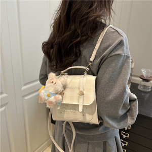 Checkerboard PU Leather <strong>Backpack</strong> for <strong>Women</strong> Luxury <strong>Small</strong> Knapsack Trendy Versatile Minimalist Daypack Zipper Closure Soft Handle - Product Image 3