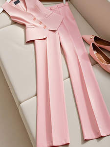 Abito <span class=keywords><strong>rosa</strong></span> alla moda da donna <span class=keywords><strong>pantaloni</strong></span> stile coreano ispirati al gilet di fascia alta con vestibilità ampia a modello solido - Product Image 4