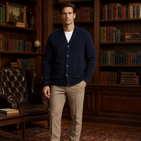 Cardigan en tricot épais à col en V pour homme, avec boutons et poches, manches longues, style décontracté, fabrication OEM ODM