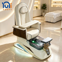 Chaise de pédicure spa moderne en promotion, fauteuil de massage électrique inclinable avec lumière d'ambiance LED et bain de pieds pour salon de beauté