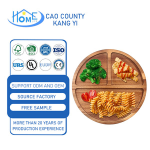 ถาดไม้ทรงกลมแบ่งช่องสำหรับเสิร์ฟกาแฟ ชา ขนม และอาหารลดน้ำหนักสำหรับผู้ใหญ่ ทำจากไม้กระถินเทศ ขายส่ง - Product Image 1