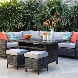 Good price hotel luxury Outdoor furniture waterproof PE wicker rattan patio outdoor garden sofa