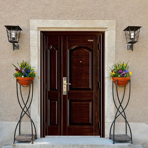 Katalog pintu baja ruangan TECHTOP harga grosir pintu rumah desain pintu gerbang utama klasik untuk rumah buatan Tiongkok