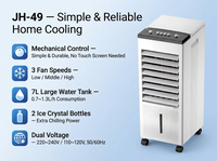 Refroidisseur d'air évaporatif portable 60W, commande mécanique, réservoir d'eau de 7L, 3 vitesses, 2 bouteilles de cristaux de glace, ventilateur de refroidissement pour la maison et la chambre