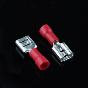 Bloc de bornes à ressort Han Yi FDD1.25-250, 6,3 mm, déconnexion rapide, pré-isolé, rouge et bleu, 1P, en cuivre pur, pour usage électronique - Product Image 1