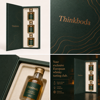 Coffret Cadeau de Whisky Rigide de Luxe avec 3 Bouteilles Miniatures de Scotch Whisky – Emballage Dégustation pour Promotion Distillerie