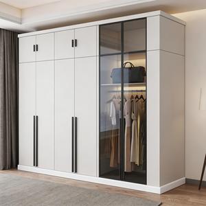 Armadio Modulare Moderno Minimalista Personalizzato per Camera da Letto con Porta in Vetro, Luce Ambientale, Spazio Aperto/Diviso, Arredamento Nero per la Casa - Product Image 3