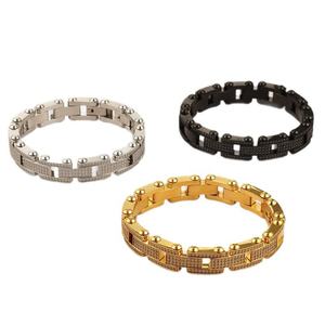 Jewelry for <b>Men</b> Stainless Steel Bracelet Gold Plated Jewelry Iced Out Bracelet Chunky Bracelet Hip Hop Jewelry Durable Fashion - Product Image 5