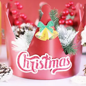 Kotak hadiah Natal, ornamen akrilik, kotak hadiah mahkota dekorasi Natal halus