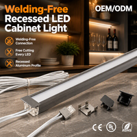 Lampu Kabinet LED Tersembunyi Tanpa Pengelasan Profil Aluminium Pencahayaan Bawah Kabinet untuk Dapur, Lemari Pajangan, Rak Buku FREE1019-23