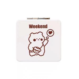 Nouveau miroir de maquillage pliable <span class=keywords><strong>double</strong></span> face de poche pour étudiant, avec cadre en plastique et motif de dessin animé lapin et ours - Product Image 5