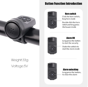 Clacson Elettrico USB Ricaricabile per Bicicletta e Moto, 4 Modalità, Allarme Antifurto per Ciclismo su Strada e Montagna, Accessori per Bici - Product Image 6
