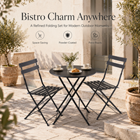 Ensemble table et chaises pliantes en fer thermolaqué robuste, mobilier de jardin nordique peu encombrant pour la vente en gros en extérieur
